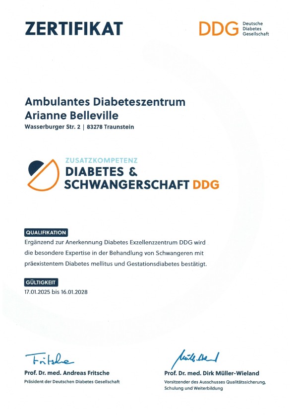 Urkunde DDG Deutsche Diabetesgesellschaft